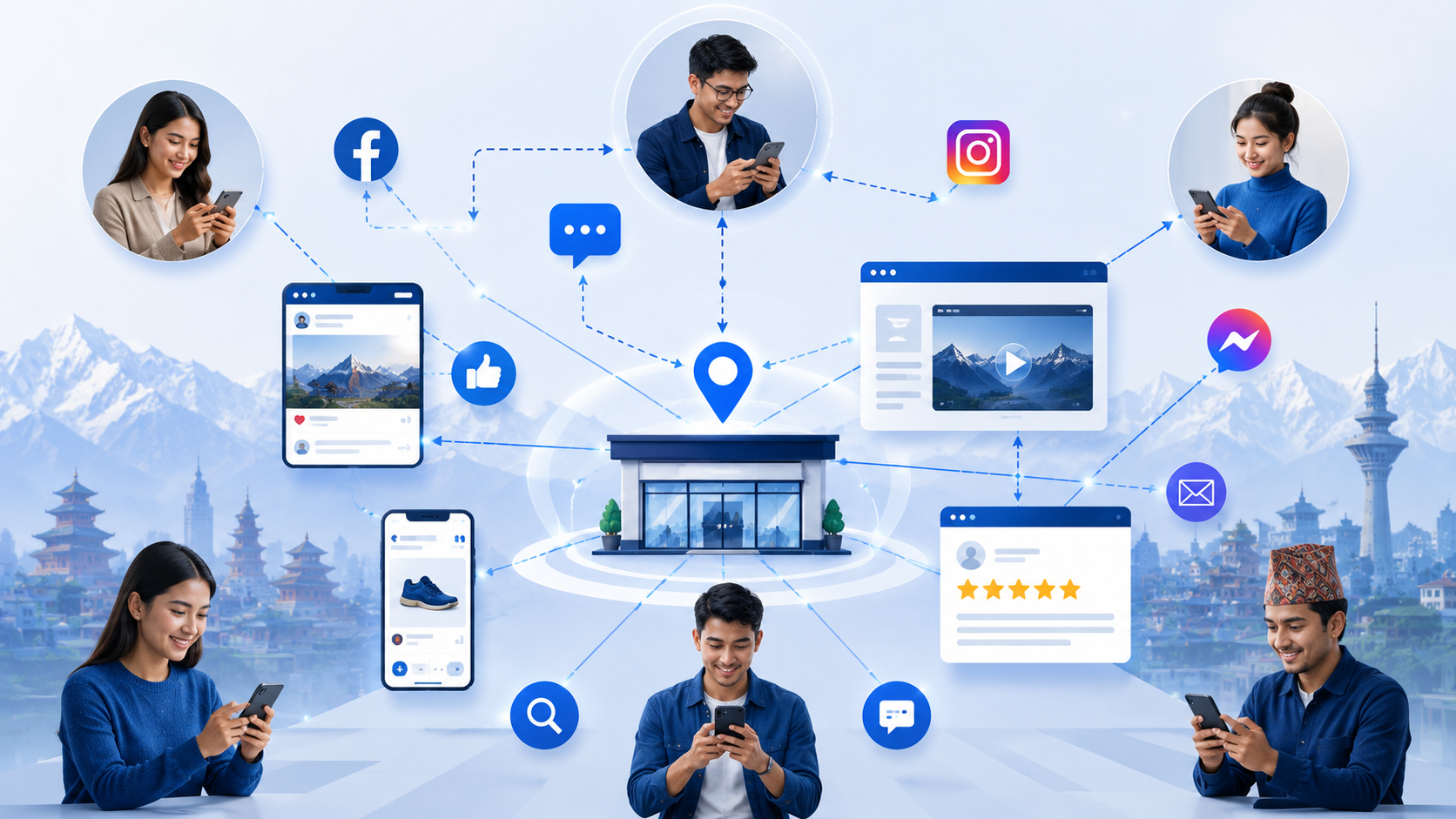 Digital Marketing Nepal customer journey illustration